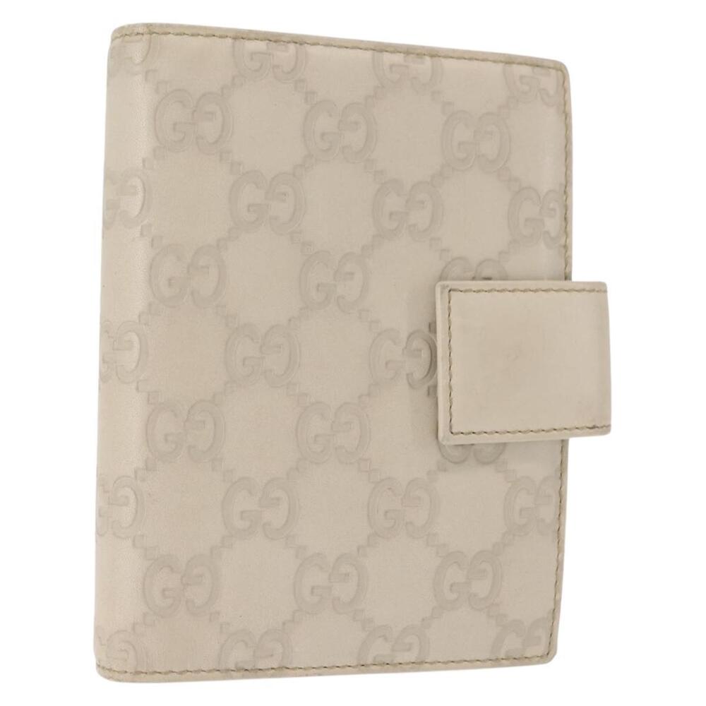 GUCCI GG Canvas Guccissima Day Planner Cover Leather White 115240 Auth am9285